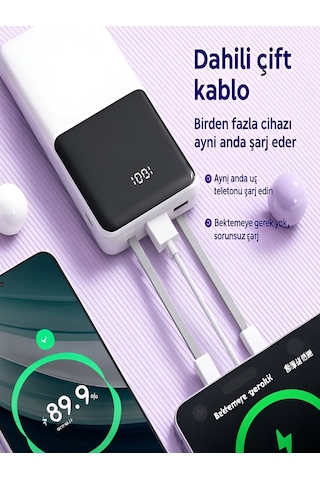 Çelikwork PE-95 PD 22.5 W 10000 Mah LCD Type-C Lightning Hızlı Şarj Powerbank