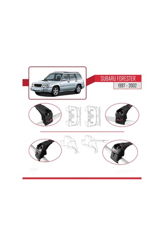Subaru Forester Sf 1997-2002 Arası İle Uyumlu Ace-2 Ara Atkı Tavan Barı Siyah