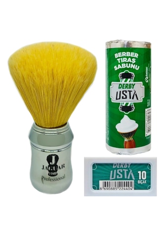 Jaguar 1949 Tıraş Fırçası Mix Kıl, Krom Renk, Tıraş Sabunu Seti