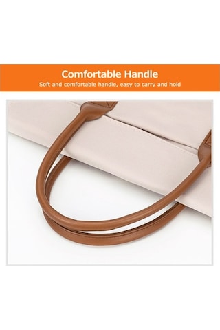 Novahub Taşınabilir Su Geçirmez Oxford Kumaş Laptop Çantası - 34x24x3cm Bej Bej Bej