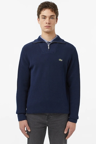 Lacoste Classic Fit Uzun Kollu Yarım Fermuarlı Erkek Triko Kazak Lacivert Lacivert