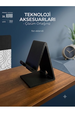 Telefon Tutucu Şarj Kablosu Takılabilir Telefon Standı Siyah