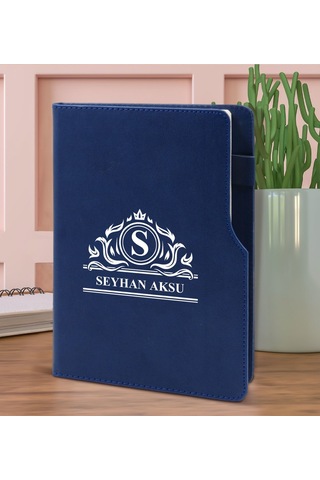 BK Gift Kişiye Özel İsimli Lacivert Termo Deri Not Defteri 15x21c