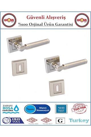 Parçalı Rozetli İç Oda Kapı Kolu - Mat Nikel - 1 Takım Ön Ve Arka