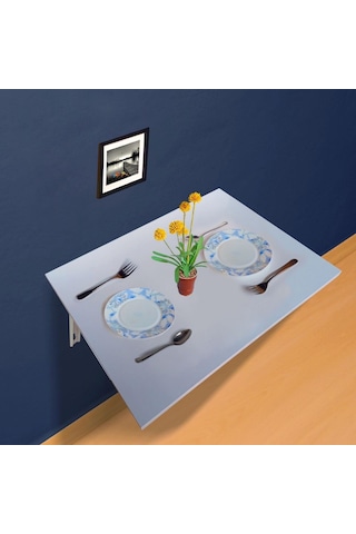 Duvara Monte Katlanır Mdf Masa 60 X 45 Cm Demir Ayaklı Katlanır Sehpa Tlpm02m 001