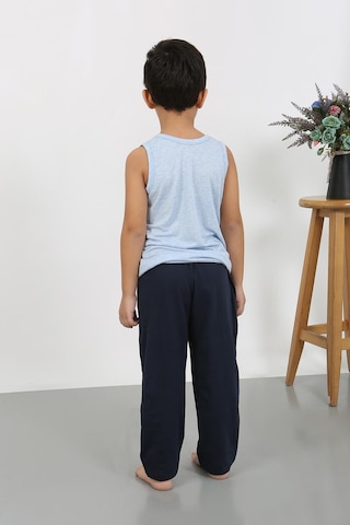Akbeniz Erkek Çocuk Sıfır Kol Penye Pijama Takım Mavi 20439