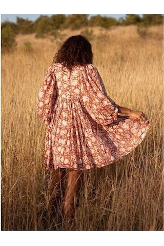 Novahub Yaz Kadın Elbisesi: Gevşek Askılı, Baskılı Çiçek Desen, Retro Avrupa & Amerikan Tarzı, Turuncu, Kişiselleştirilmiş Elbiseler/ Turuncu