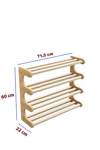 Selvi- Safir Meşe -4 Raflı Ahşap Ayakkabılık -çok Amaçlı Dekoratif Raf, Organizer Beyaz - Safirmeşe