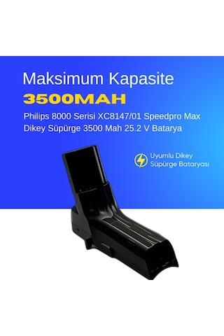 Philips 8000 Serisi Xc8147/01 Speedpro Max Dikey Süpürge 3500 Mah 25.2 V Batarya Uyumlu Uzun Ömürlü, Maksimum Performans Pil