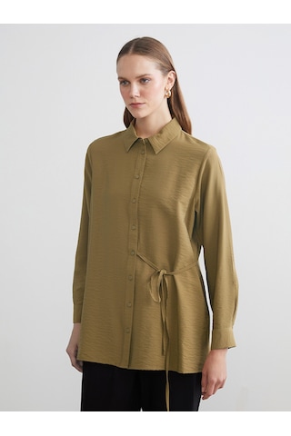 Lcwaıkıkı Classic Yeşil Beli Bağlamalı Kadın Gömlek Tunik