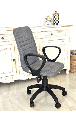 Monoblok Ofis Öğrenci Çalışma Koltuğu Gri Açık Gri