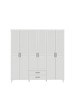 GuneyStore Sanat 6 Kapaklı Komple MDF Beyaz Gardırop
