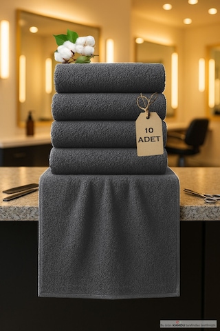 10 Adet 50x90, Sporcu Havlusu, Fitness Havlusu, Sauna Havlusu, %100 Pamuk, Toptan Havlu Gri