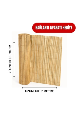 90 Cm X 7 Metre Kamış Hasır Çit - Balkon Demiri Örtüsü Ve Rüzgar Kesici Tam Ölçü