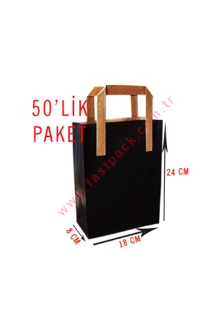 50 Adet 18X24 Cmlik Saplı Renkli Kraft Kağıt Poşet Çanta