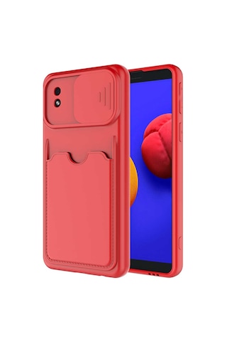 Zore Galaxy Uyumlu A01 Core Kılıf Msra Kartix Kapak - Kırmızı Kırmızı