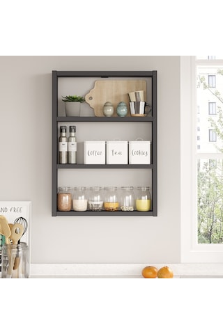 Robinhome Robin Home Marla 3'Lü Duvar Rafı Mutfak Banyo Rafı Antrasit Ma1-A