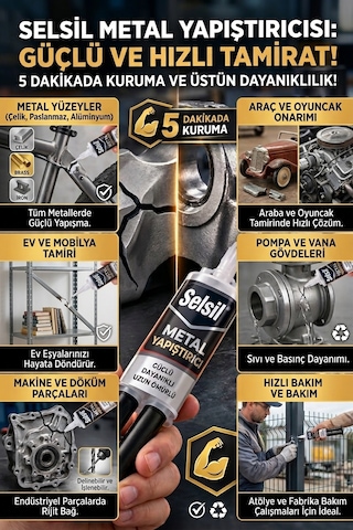 Selsil Metal Yapıştırıcı 28 Gr 5 Dakika Çift Komponentli Çelik Dolgulu Epoksi