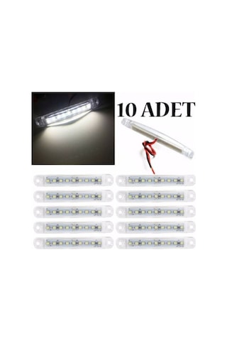 10 Adet 9 Led'li Parmak Led Beyaz Kamyon Tır Ve 12/24 Volt Araçlar Aksesuar Dorse & Etek Lambası