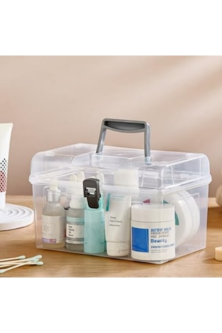 Ayarlanabilir Plastik Bölmeli Çok Amaçlı Taşınabilir Şeffaf Organizer Kutusu Makyaj Hobi Saklama Kutusu Ofis Masa İçin Araç-gereç Kabı Şeffaf, Orta Açık Kahverengi