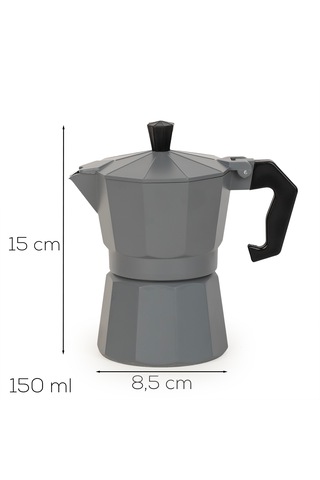 Porsima Mnb05742-2 Ocaküstü Moka Pot 3 Fincanlık Alüminyum Kahve Espresso Cezvesi Antrasit 150ml
