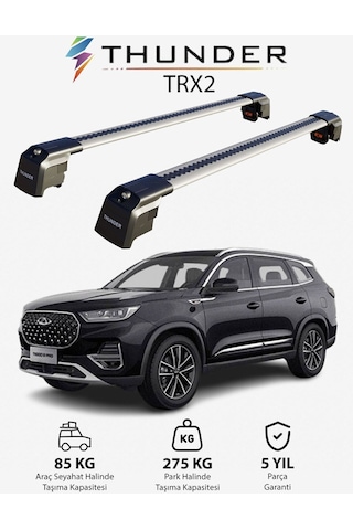 Chery Tıggo 8 Pro 2022-sonrası Trx2 Thunder Carrier Kilitli Ara Atkı Taşıyıcı Tavan Barı Siyah