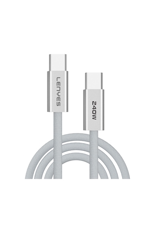 Lenyes Lc550 Type-c To Type-c Hızlı Şarj Özellikli Data Ve Şarj Kablosu 240w 1m Beyaz Beyaz