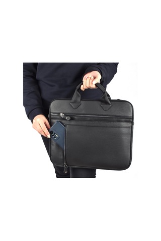 Unisex 13.3" İnç Deri Evrak El Ve Omuz Çantası 8683255013364 Siyah