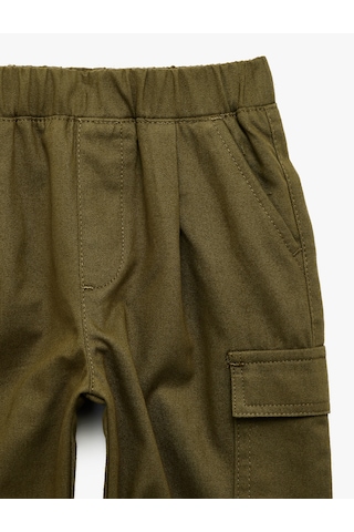 Koton Cep Detaylı Rahat Kesim Pamuklu Gabardin Jogger Kargo Pantolon Haki 7wmb40023tw