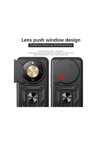 Teleplus Honor Magic 8 Lite Kılıf Magnetik Standlı Kamera Korumalı Slide Sürgülü Cover Kapak