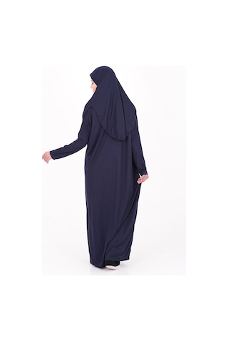 San Parco Tek Parça Namaz Elbisesi Boydan Giymeli Lacivert Çantalı