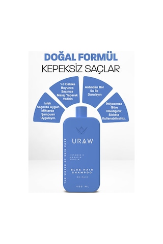 Uraw Biotin Ve Keratin İçeren Dökülme Karşıtı Mavi Şampuan 400 ML