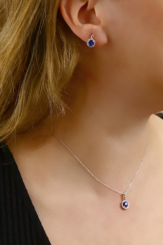 Argentum Concept 925 Ayar Gümüş Mavi Taşlı Minimal Set - S013502