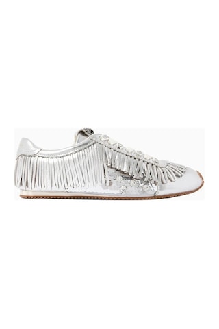 Kurt Geiger Islington Fringe %100 Premium Deri, Lüks Tasarım Kadın Sneaker Gümüş