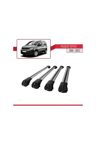Peugeot Rifter 2019-2022 Arası İle Uyumlu Ace-1 Ara Atkı Tavan Barı Gri 4 Adet Bar