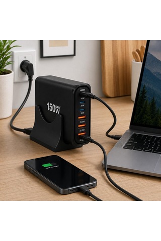 Orret Home 150w Gan Hızlı Şarj İstasyonu, 6 Portlu Masaüstü Şarj