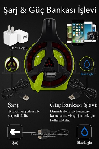 Şarjlı Çok Fonksiyonlu Led El Feneri 4500mah Powerbank, Su Geçirmez, Çoklu Işık Modları Çok Renkli