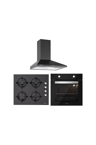 Silverline BO6501B01 - CS5349B01 - 2240 Conic 60 Siyah Ankastre Set