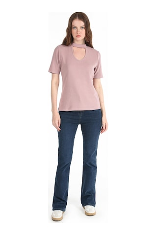 Colin's Colins Dar Kesim Yarım Balıkçı Yaka Pembe Kadın Tshirt K.kol Cl1065127 Pembe