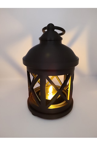 Led Tealight Uyumlu Dekoratif Lantern Lamba Siyah