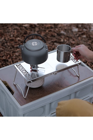 Geeksen Açık Düz Gaz Tankı Katlanır Masa Paslanmaz Çelik Gaz Tankı Katlanır Masa Taşınabilir Mini Kamp Çay Masası Çok Amaçlı Ekleme Barbekü Masası Kamp Aksesuarları Taşınabilir S Çok Renkli