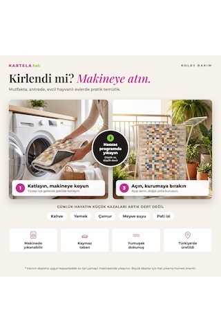 Kartela Halı Kıyı Deniz Manzaralı Modern Halı Mavi Kaymaz Taban Makinede Yıkanabilir 180x270 Cm
