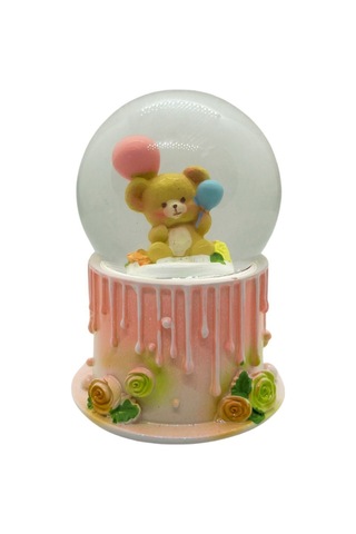 İyi Ki Doğdun Panda Mini Işıklı Kar Küresi Arkadaşa Hediye & Mini Peluş Ayıcık Ve Gül Kolye Hediye