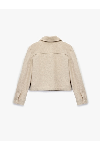 Koton Cepli Uzun Kollu Fermuarlı Crop Kaşe Mont Vizon 6wak20184ew VIZON