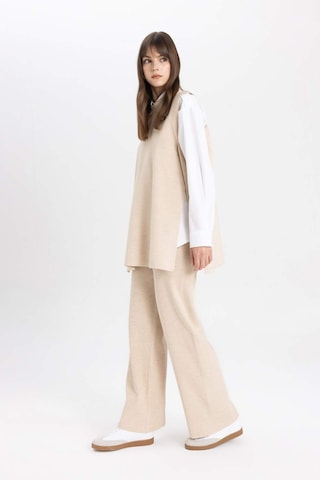 Defacto Triko Pantolon Straight Fit Geniş Bol Paça C2088AX24SPBG662 Bej