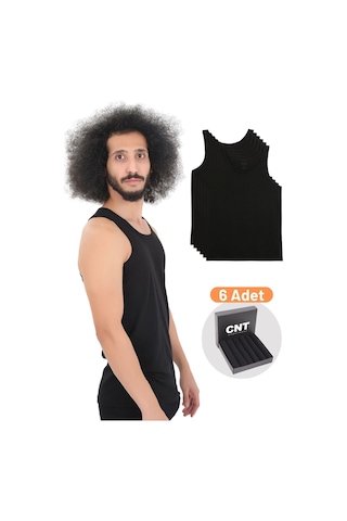 Cnt Erkek Atlet Pamuklu Basic 6'lı Premium Paket Siyah Siyah