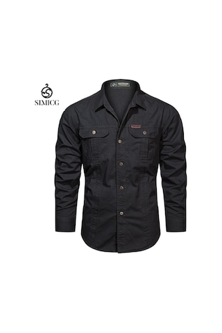 İlkbahar Ve Sonbahar İçin Uzun Kollu Erkek Gömlekleri, Günlük Ve Bol Kesim Erkek Gömlekleri Siyah