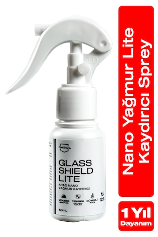 Nasiol Glasshield Lite Nano Yağmur Kaydırıcı Cam Yüzey Seramik Kaplama Spreyi 1 Yıl Dayanım 50 ML