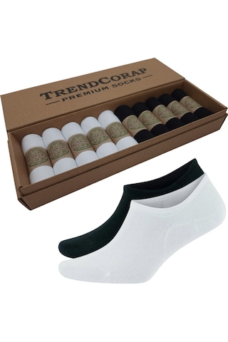 Trendcorap Premium Bambu Erkek Sneaker Görünmez Bilekte Spor Çorap 10 Lu Özel Kutu Siyah - Beyaz Trendcorap Premium Bambu Erkek Sneaker Görünmez Bilekte Spor Çorap 10 Lu Özel Kutu Siyah - Beyaz