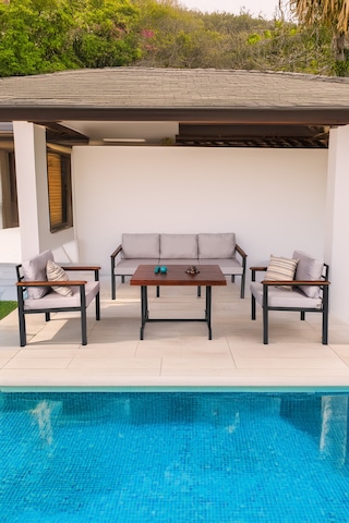 Neokas Bahce Mobilyası, Modern Balkon Mobilyası, Kafe Oturma Takımı, Teras Koltugu, 1+1+3+m Antrasit